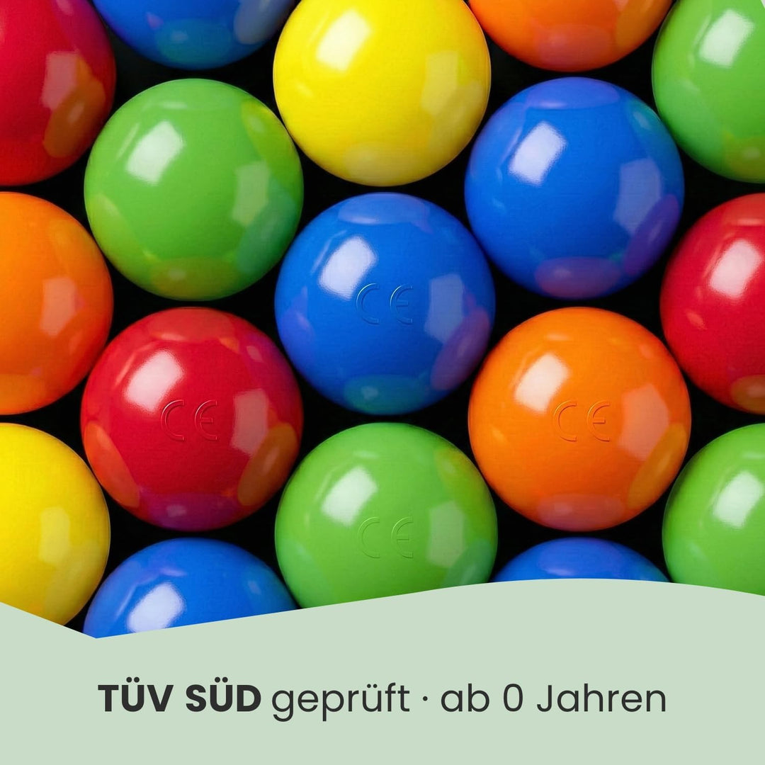 LittleTom 50 Bälle für Bällebad - Bunte Kunststoffbälle für Kinder - robuste Babybälle ideal für Bäl