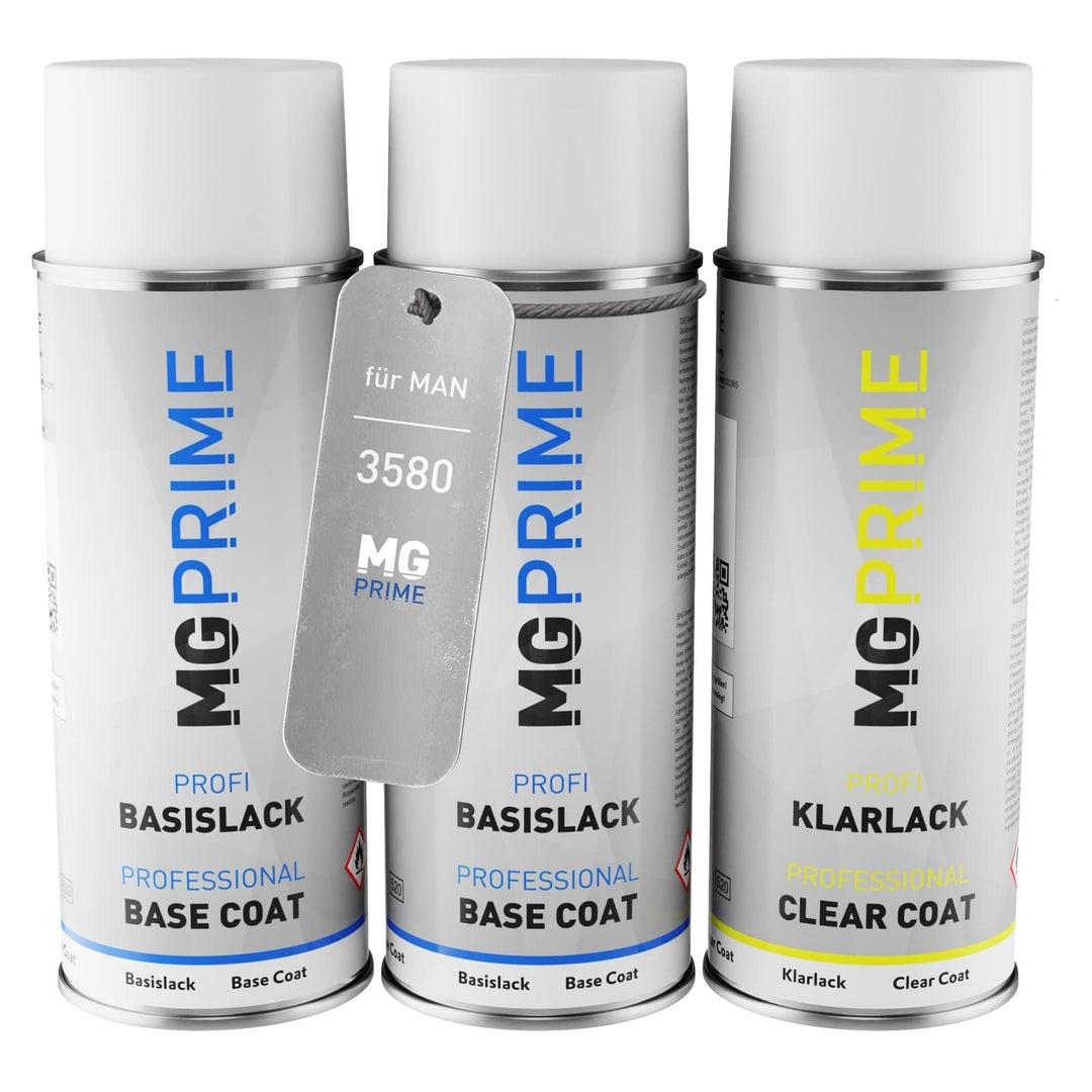 MG PRIME Autolack Sprühdosen Set für MAN 3580 Spanisch Rot Grundlack Basislack Klarlack Spraydose 40