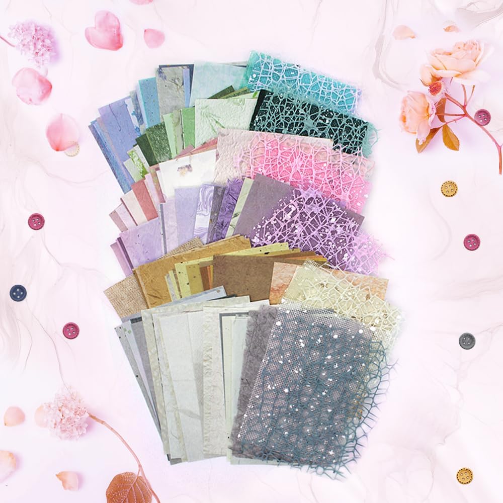 156 Blatt Scrapbook Papier Strukturpapier Sortiertes Set, FineGood Dekoratives Netzstoffpapier für K