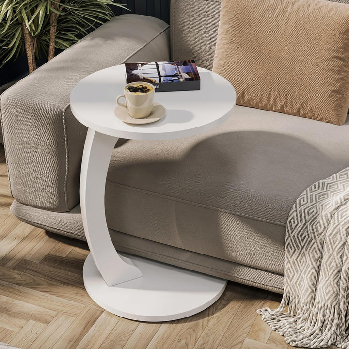 Tubibu C Form Kleiner Beistelltisch, Runder Tisch als Ablagefläche für Couch und Sofa mit Rollen, Ro