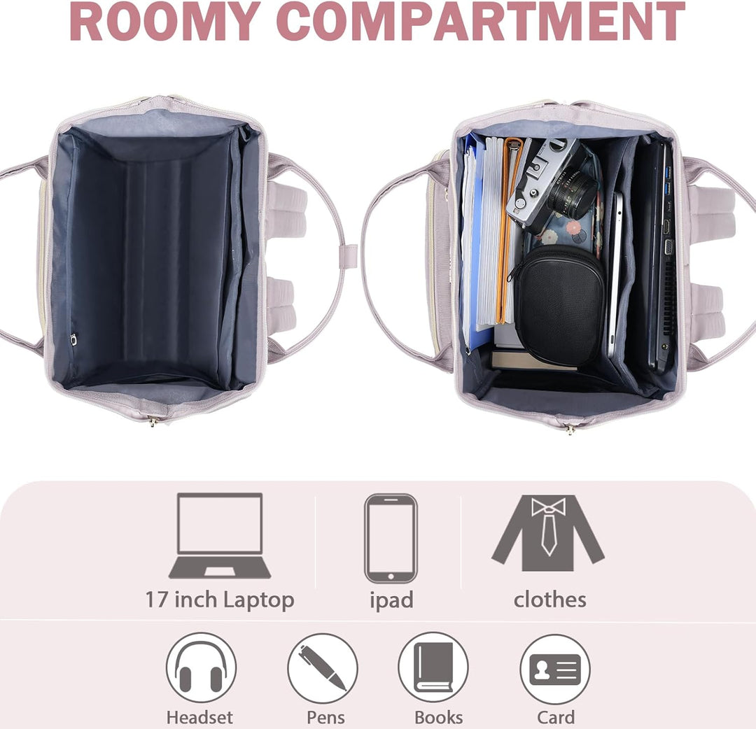 KROSER Laptop-Rucksack Damen 17 Zoll Business Reiserucksack Wasserdicht mit Hartgeschältem Sicherhei