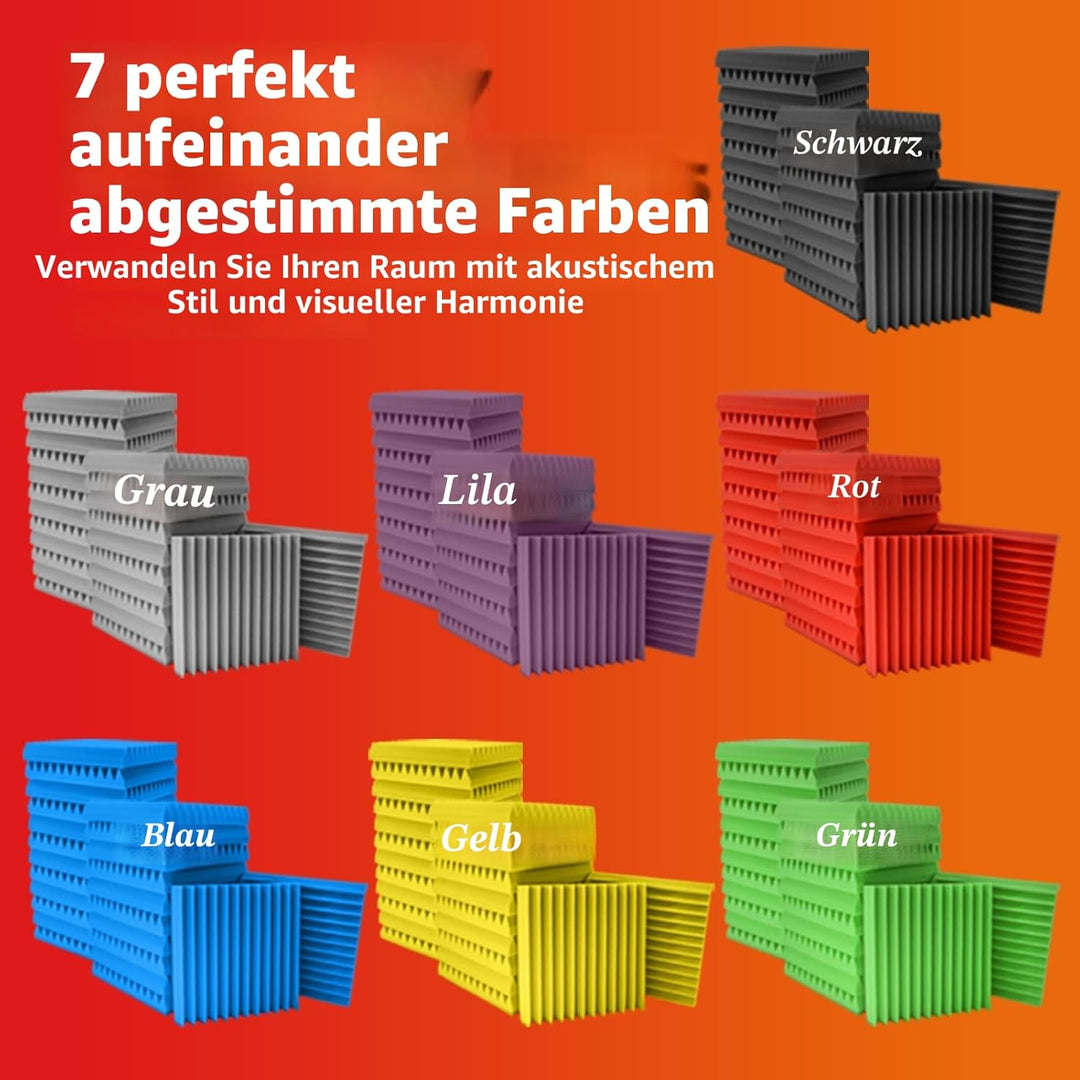 Akustikplatten, schalldichte Schaumstoffplatten für die Wand, 30,5 x 30,5 x 5,1 cm, schwer entflammb