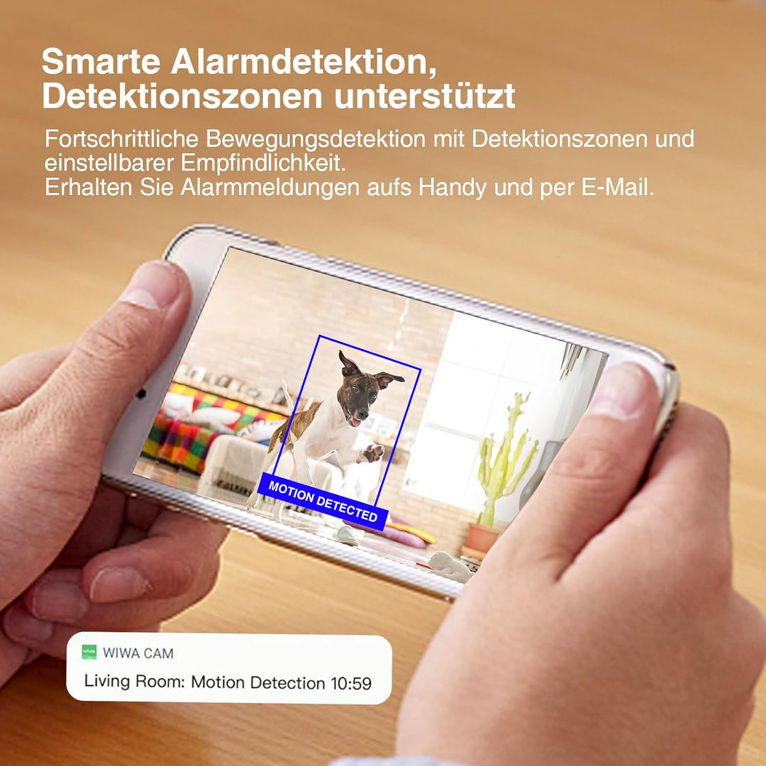 WIWACAM MW5 2023-gen WLAN-Kamera 4K Ultra HD, Bewegungserkennung, Überwachungskammera-Innen, microSD
