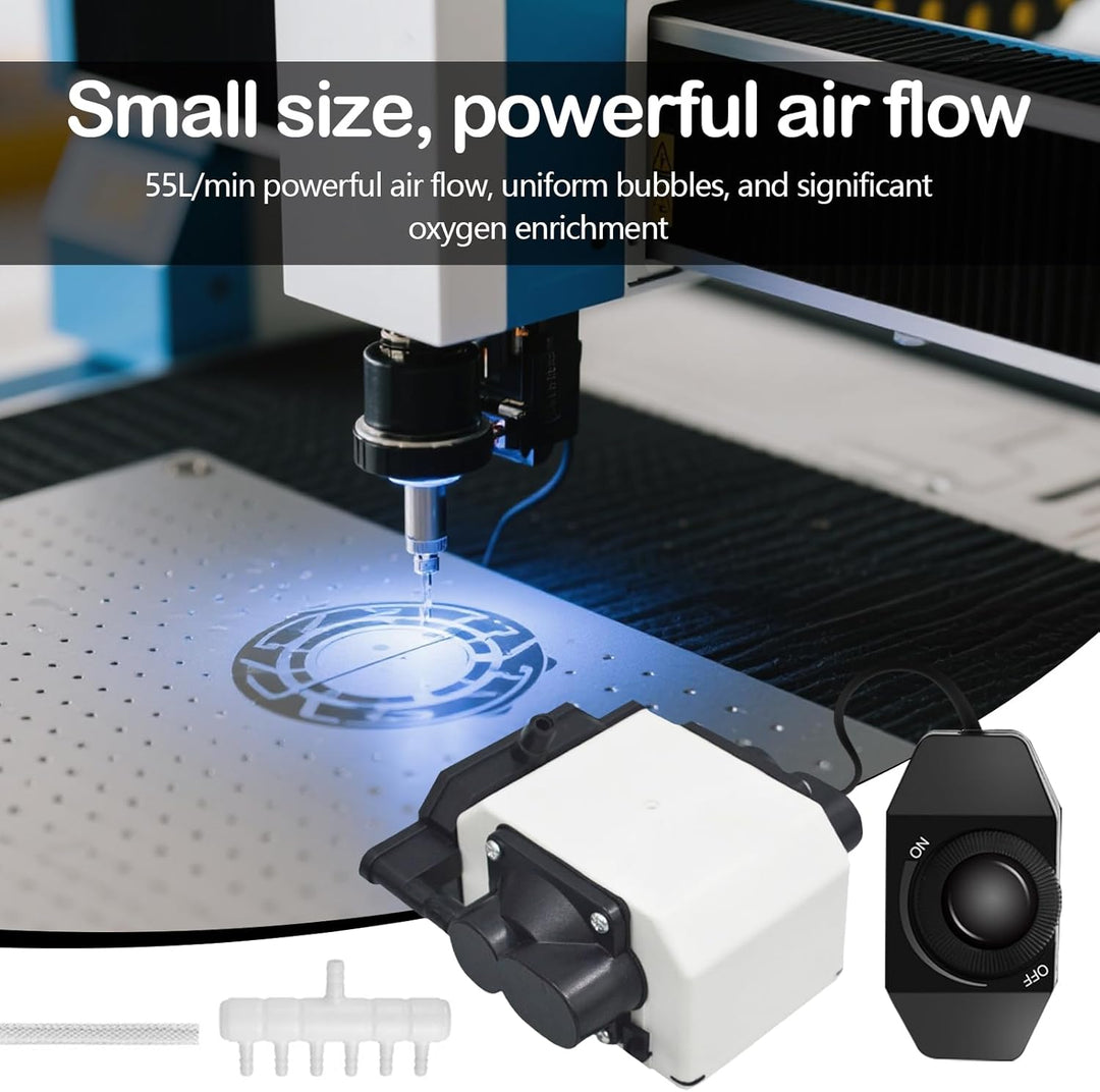 Air Assist Laser, Luftunterstützung für Lasergravierer und Gravierer 55L/min Einstellbarer Luftstrom