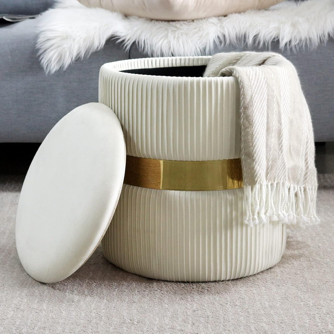 AllEquip 2er-Set Sitzhocker Samt Schminktisch Pouf Hocker mit Stauraum Ottoman Aufbewahrungshocker (
