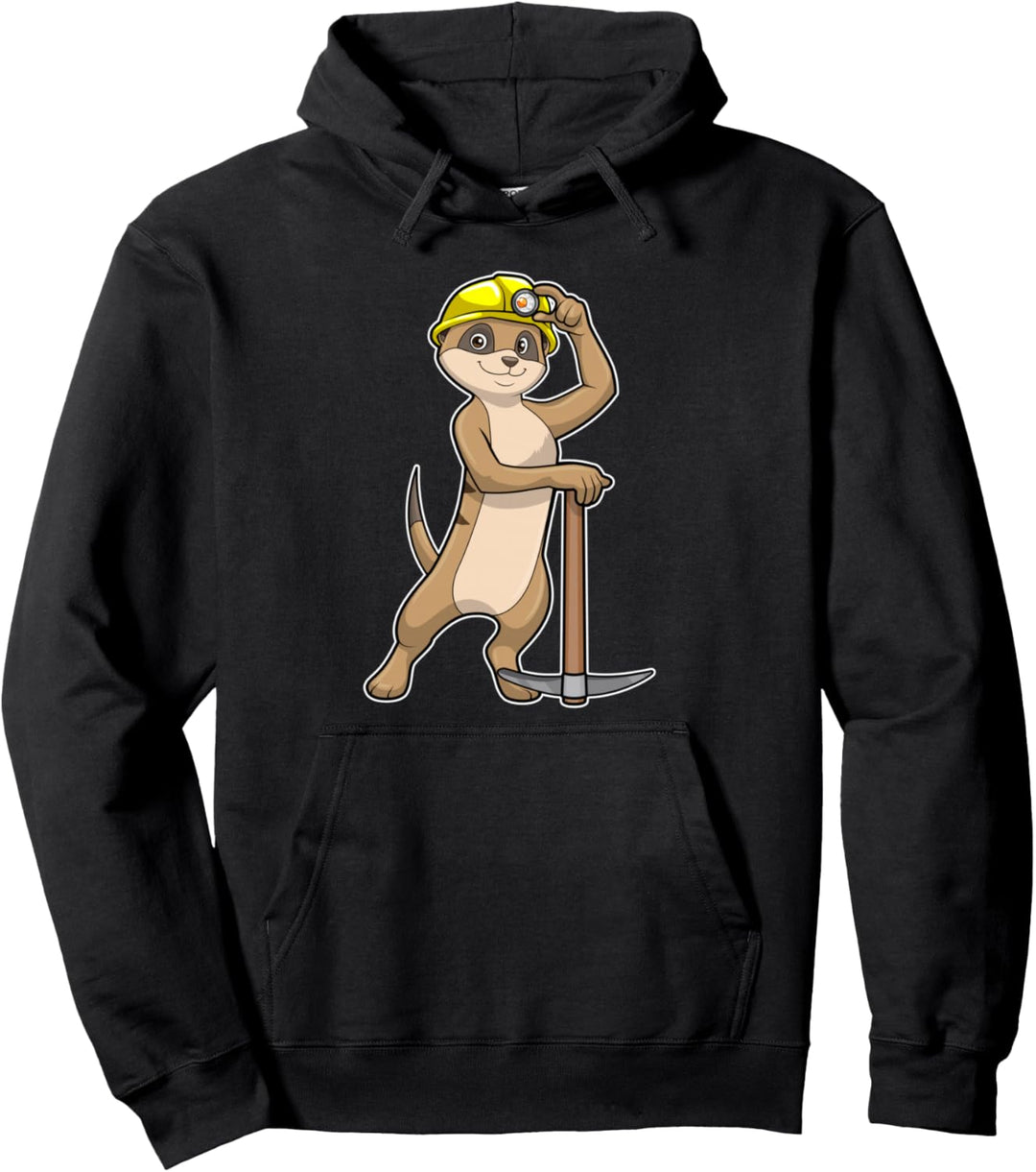 Erdmännchen Bergarbeiter Spitzhacke Helm Pullover Hoodie