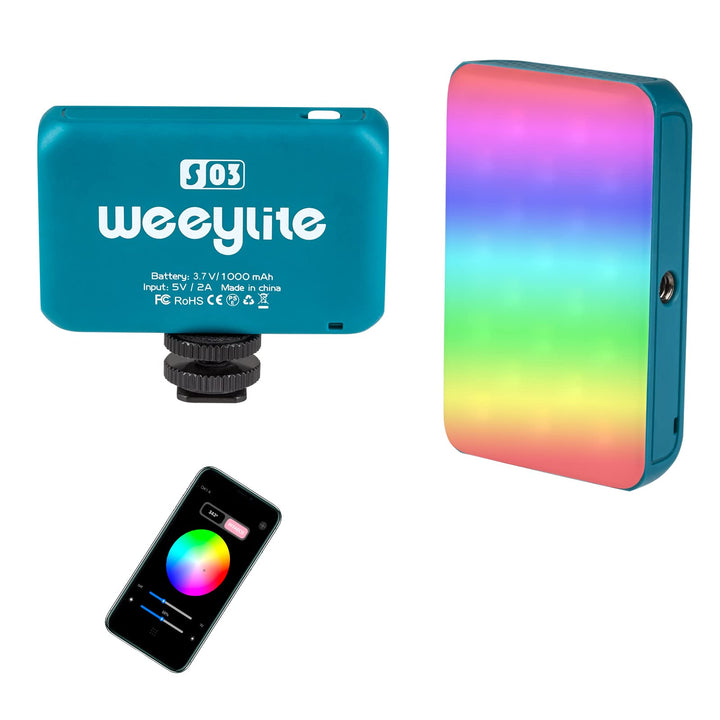 Weeylite RGB LED Videoleuchte, S03 Mini Videolicht mit APP-Steuerung,Kamera Licht Dauerlicht Dimmbar