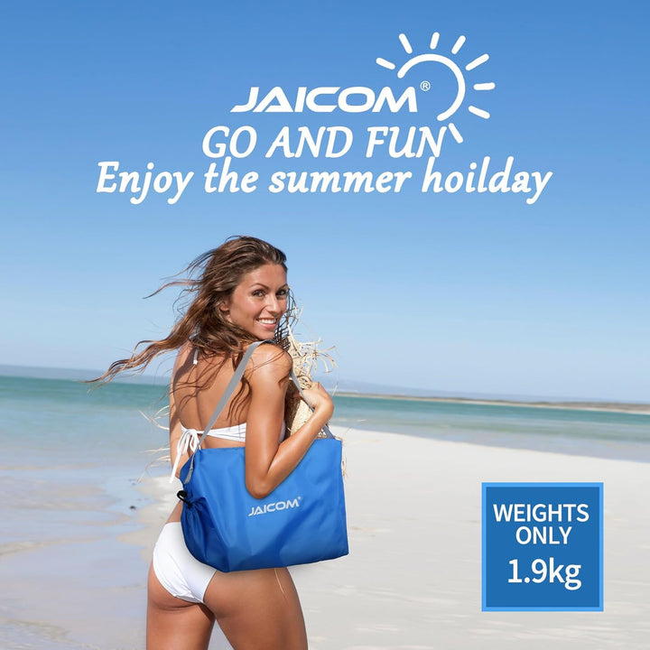 JAICOM Strandzelt, 2.1x2.1m Strandmuschel, UPF50+ UV-Schutz und Wasserdicht Sonnensegel, Mit Sandsch