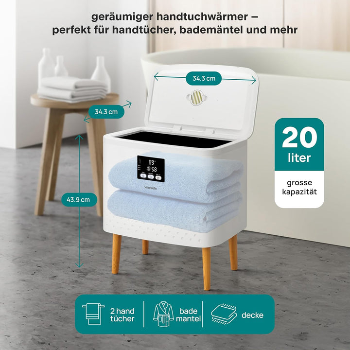 SereneLife Handtuchwärmer Eimer- 20L Elektrisch Stehend, Handtuchtrockner und Deckenwärmer mit Timer