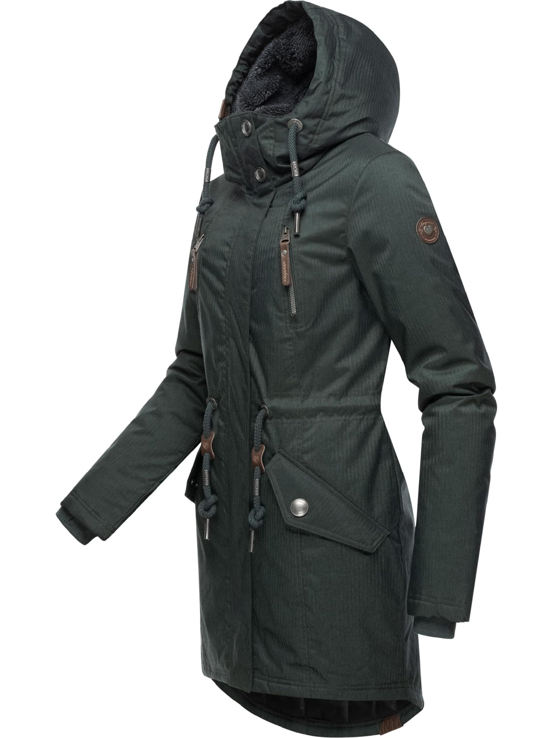 Ragwear Damen Wintermantel warm gefütterter Parka lang wasserdicht mit Kapuze Elsie Melange XS-6XL X