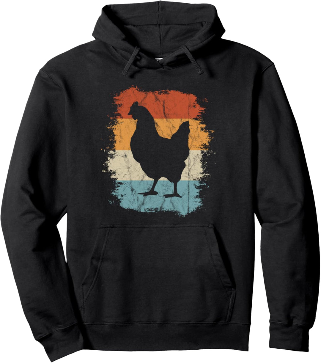 Hühner Landwirt Bäuerin Retro Huhn Silhouette Pullover Hoodie