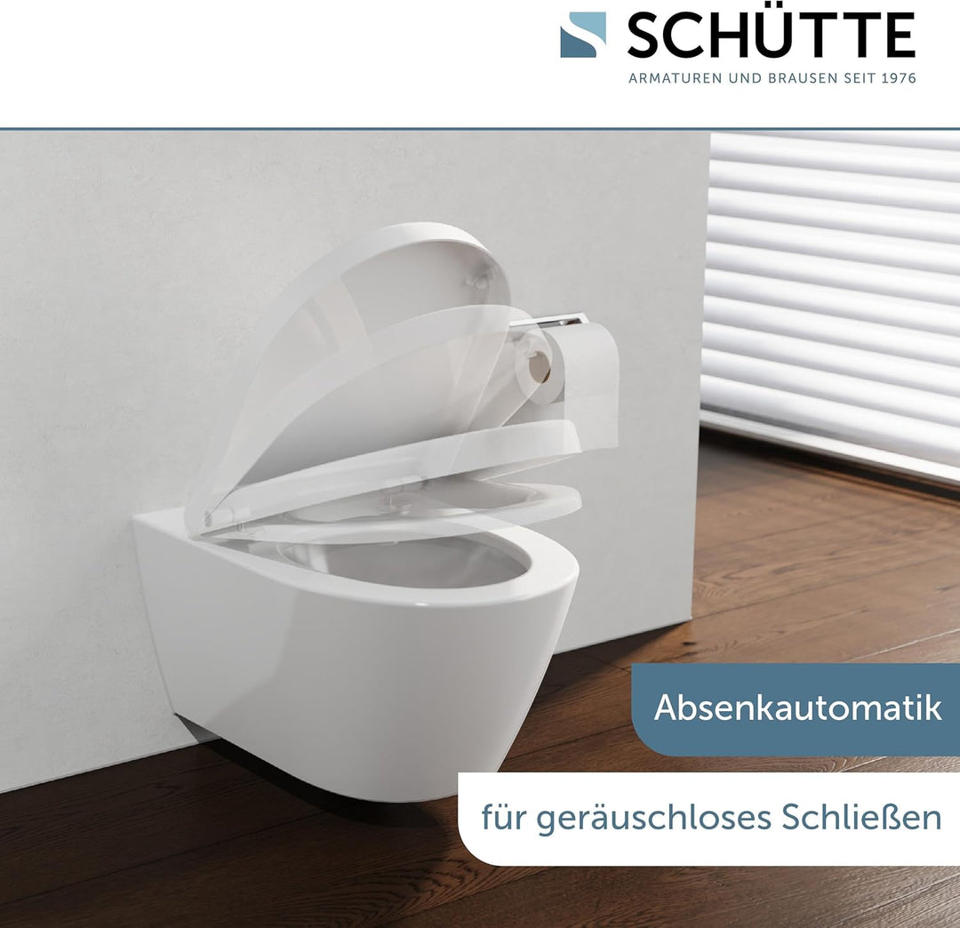 SCHÜTTE WC-Sitz passend zu Duravit Starck 3, mit Absenkautomatik made in EU, Abnehmbarer Klodeckel a
