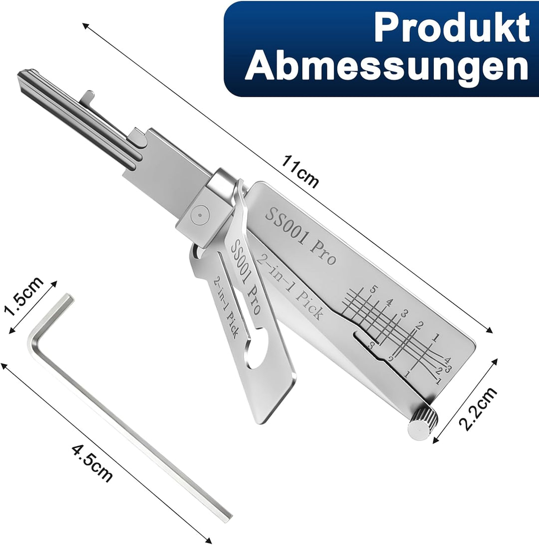 SS001 PRO Hauptschlüssel-decoder aus edelstahl,lishi 2-in-1 lock pick und Pick-Werkzeuge,Autoschlüss