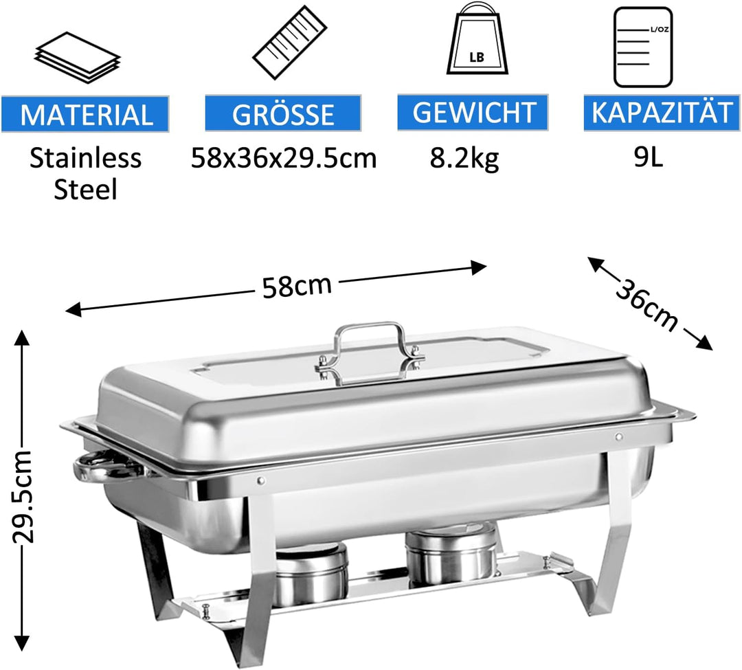 Chafing Dish Profi Set Toulouse, Edelstahl Warmhaltebehälter, Speisewärmer, Rechaud, Chafing Dishes