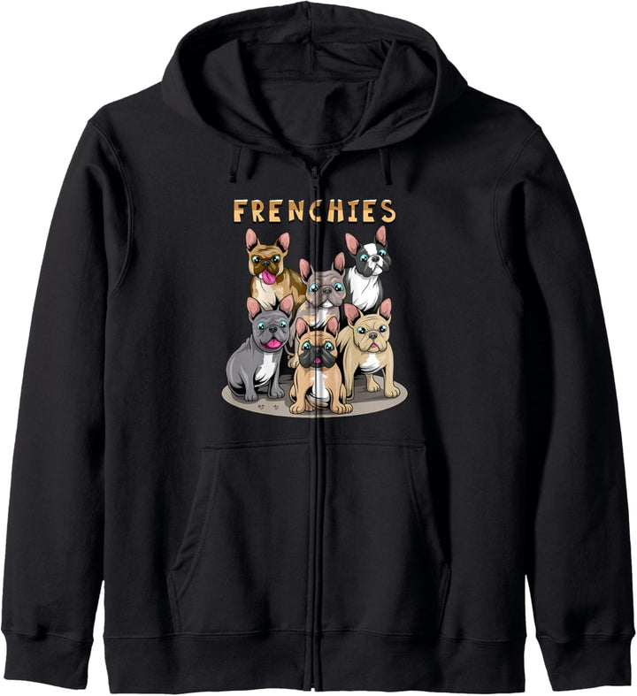 Frenchies Französische Bulldogge Zeichnung Hund Kapuzenjacke