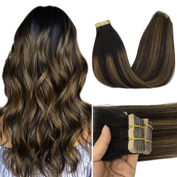 GOO GOO Tape in Extensions Echthaar, Tape Extensions Echthaar, 55cm 50g 20pcs, Extensions Echthaar,