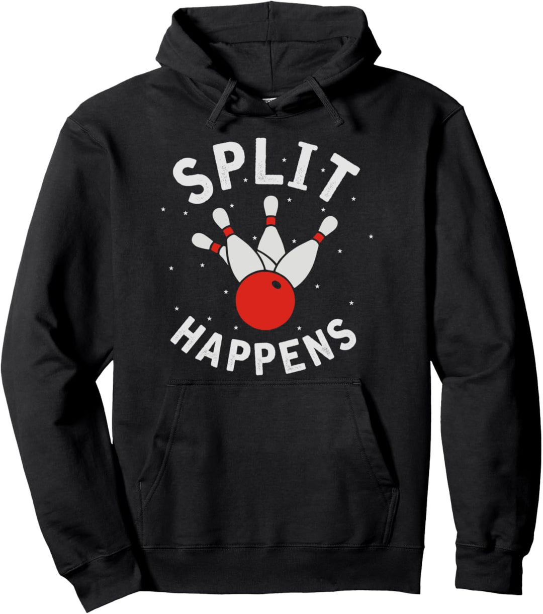 Funny Bowling Gift Split Happens Bowling Ball Men Women Kids Pullover Hoodie