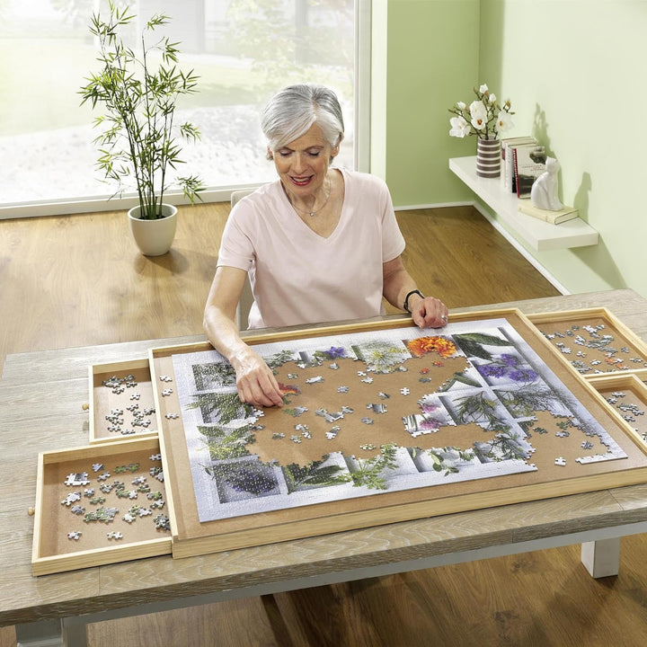 Bambelaa! Puzzletisch 1500 Teile mit 4 Schubladen Puzzlebrett mit Auszügen Tragbarer Puzzle Tisch fü