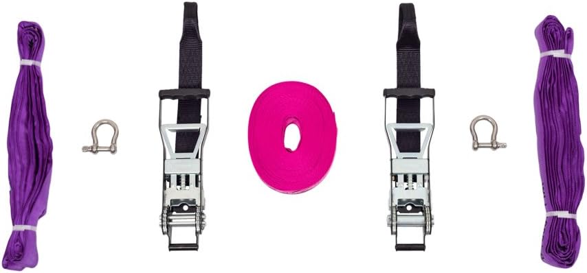 TKS02 - Slackline Kit PRO line - Workout und Gleichgewichtstraining, Walk &amp; Freestyle - 2X Ratsche,