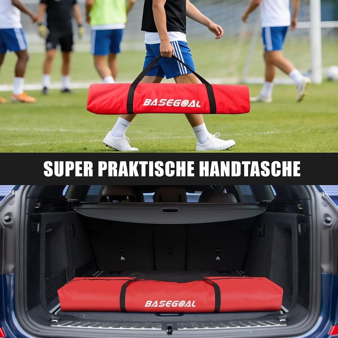 Fussballtor Outdoor [180cm/240cm/365cm], Faltbares Fussballtor Garten &amp; Training mit Koordinationsle