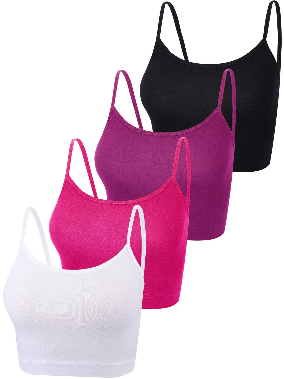 Boao 3 Stücke Leibchen Top Crop Tank Top S Schwarz, Lila, Rosenrot, Weiss, S Schwarz, Lila, Rosenrot
