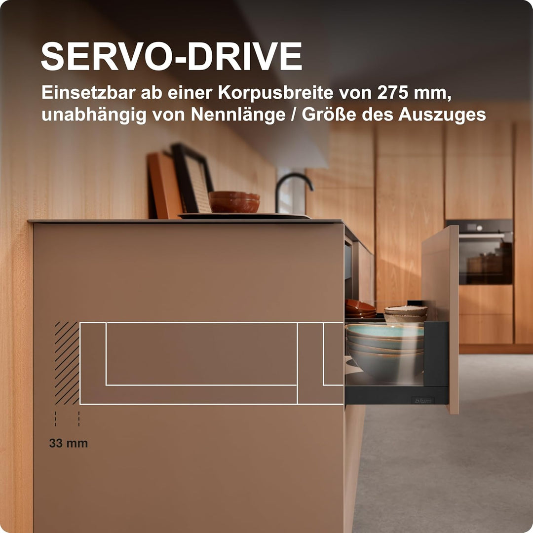 Blum SERVO-DRIVE Antriebseinheit I Öffnungsautomatik von Schubkästen, Schubladen und Auszügen I Wohn