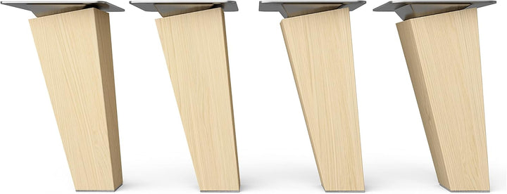 Sossai Möbelfüsse aus Naturholz Buche unbehandelt, Clif Square HMF4, 12 cm hoch, eckig, schräge Ausf