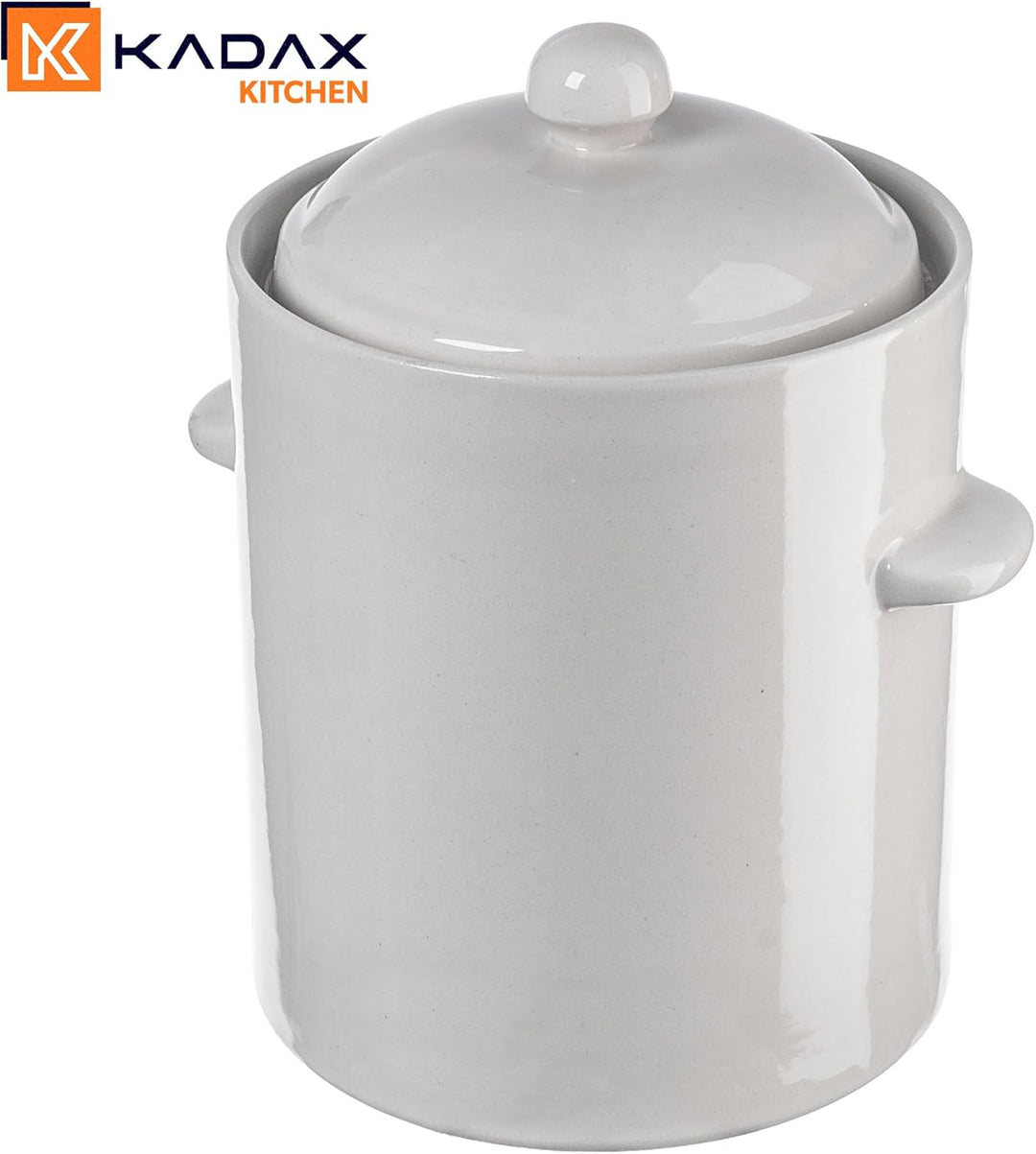 KADAX 2,5L Steinzeugtopf, Dichter Keramiktopf mit Deckel, Spülmaschinenfester Steinguttopf, handgefe