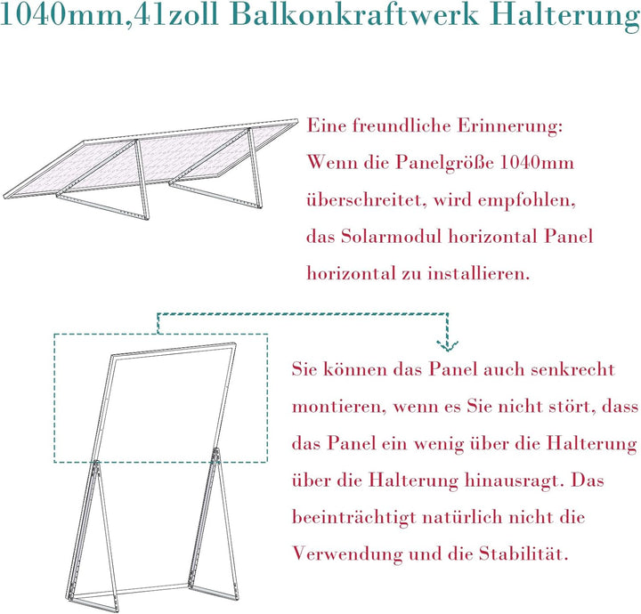 2 Paar Solarpanel Halterung 41 zoll, Universal Solarmodul Halterung Flachdach für Solarpanel 100W 15