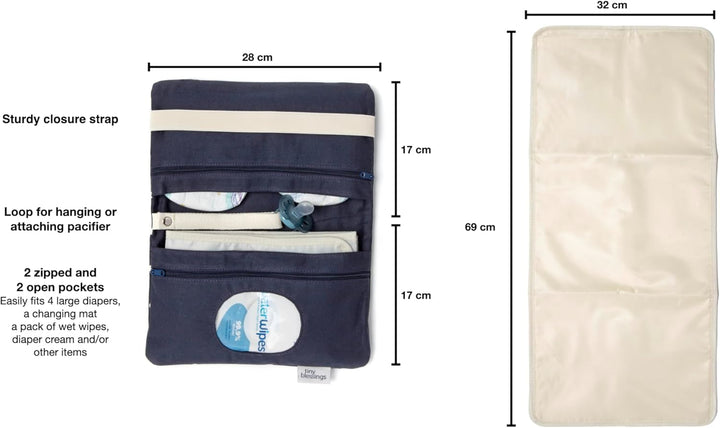 Tiny Blessings Windeltasche mit Wickelunterlage für unterwegs, Extra starkes Verschlussband, Schlauf