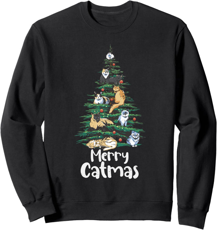 Weihnachtsbaum Mit Lustigem Text Merry Catmas Für Sweatshirt