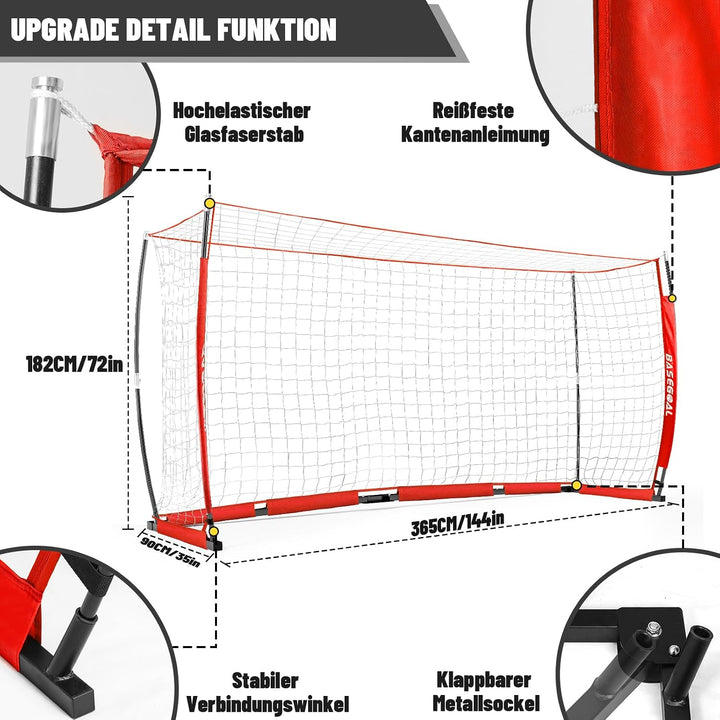 Fussballtor Outdoor [180cm/240cm/365cm], Faltbares Fussballtor Garten &amp; Training mit Koordinationsle