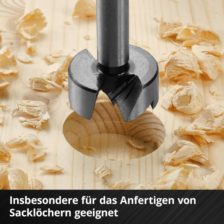 Original Einhell M-CASE 5-tlg. Forstnerbohrer-Set (aus C65 Stahl, E 6.3 Schaft, Querschneide, Zentri