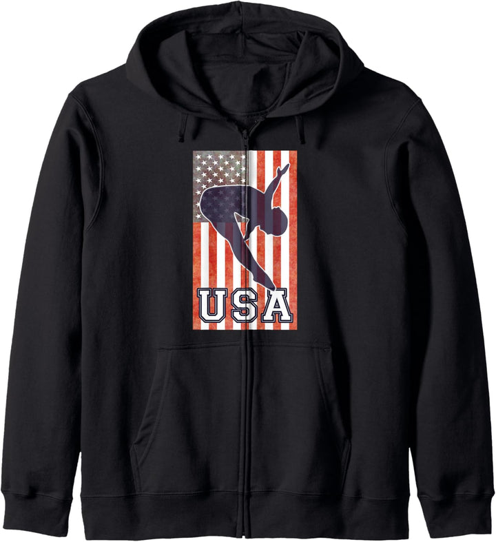 USA Diving American Flag Springboard Platform Team Athlete Kapuzenjacke