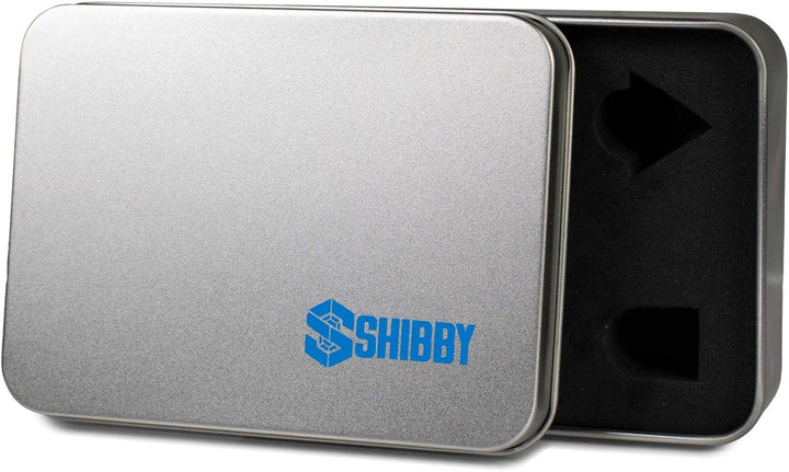 shibby 7 polyedrische Metall-Würfel für Rollen- und Tabletopspiele in Digital Optik D2 inkl. Aufbewa