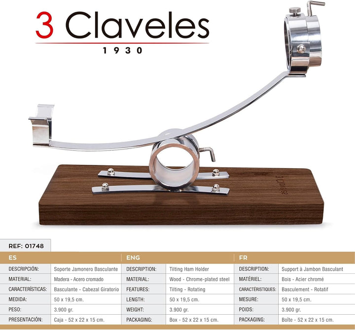 3 CLAVELES Multitool Jamonero Metall Metall 3-stück 50 cm Marron 3 CLAVELES