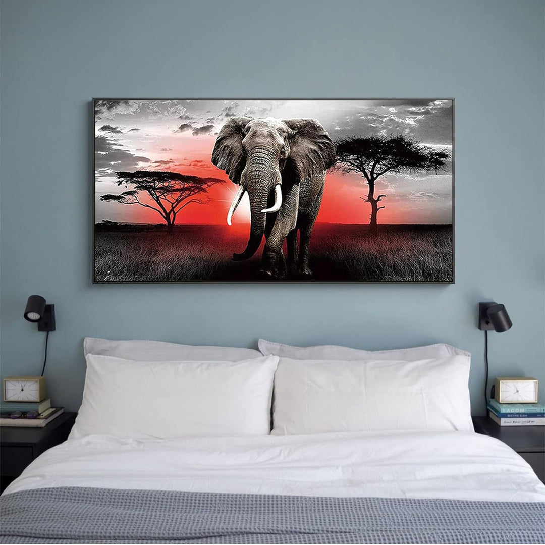 DCIDBEI 110 x 50 cm 5D Runde Diamond Painting Grosses Format Landschaft Afrika Malen nach Zahlen Tie