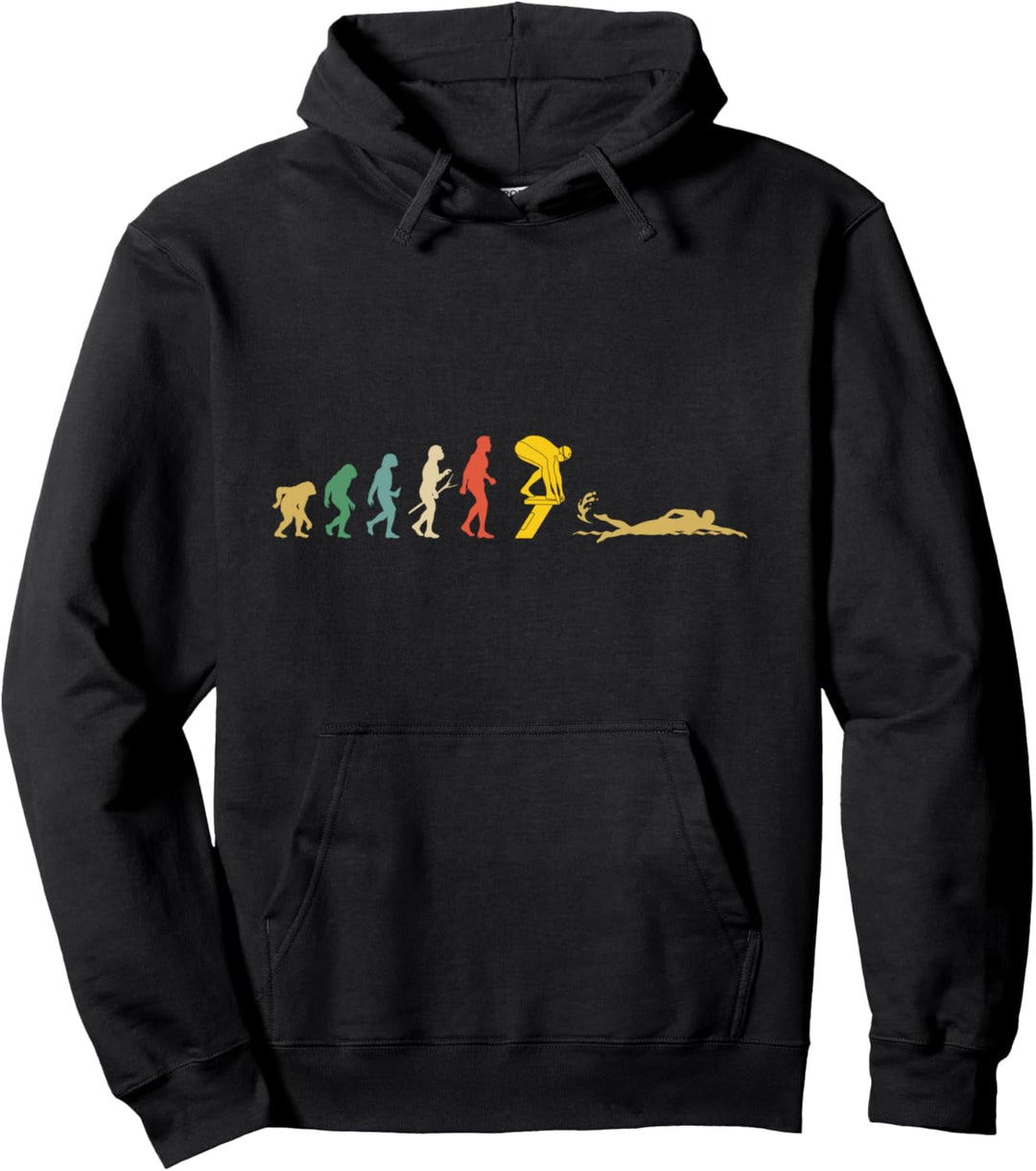 Swimmer Evolution Schwimmen Wettkampf Schwimmen Wassersport Pullover Hoodie