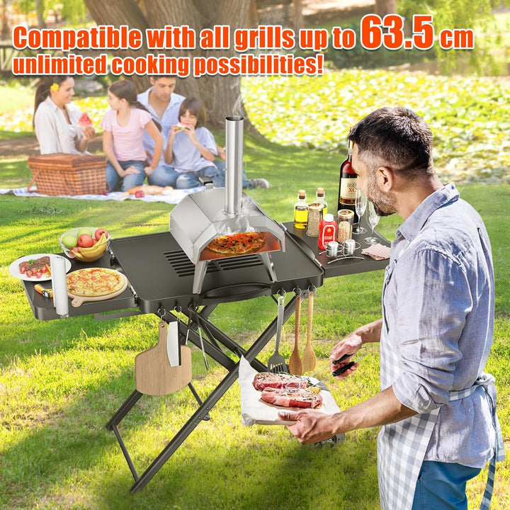 GFTIME Tragbarer Grillwagen für Weber, Ninja, Ooni, Blackstone, Nexgrill, Traeger und den meisten tr