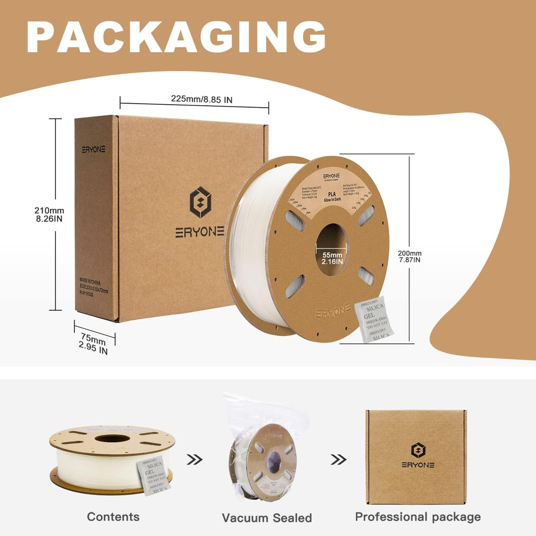 ERYONE PLA Filament for 3D Printer, 3D-Drucker-Filament, 1.75mm +/-0.03mm, Leuchtet PLA Filament, Gl