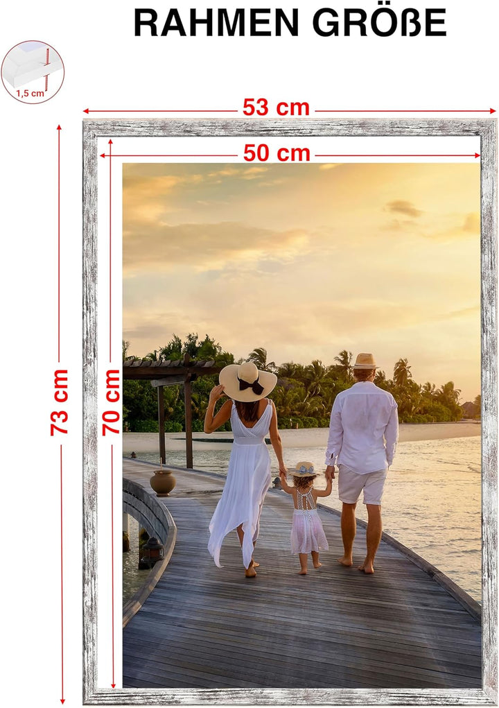 CABBEL 1x Bilderrahmen 50x70 cm Birke Rahmen 1-Pack | Dokumentenrahmen, Collage, Poster | MDF Holz-P
