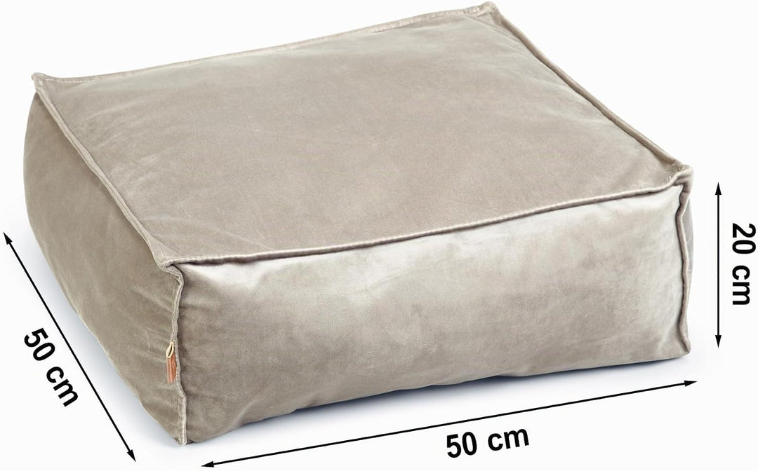 Designed by Lotte DBL Velveti, Liegekissen Katze, Samt, grau, 50x50x20
