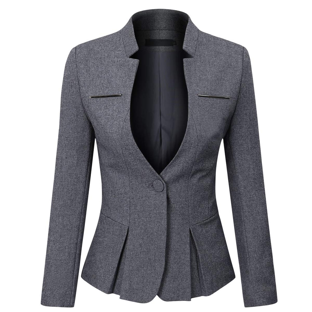 YYNUDA Damen Slim Fit Blazer Sommer Elegant Anzugjacke mit EIN Knopf Kurz für Office Business M Dunk
