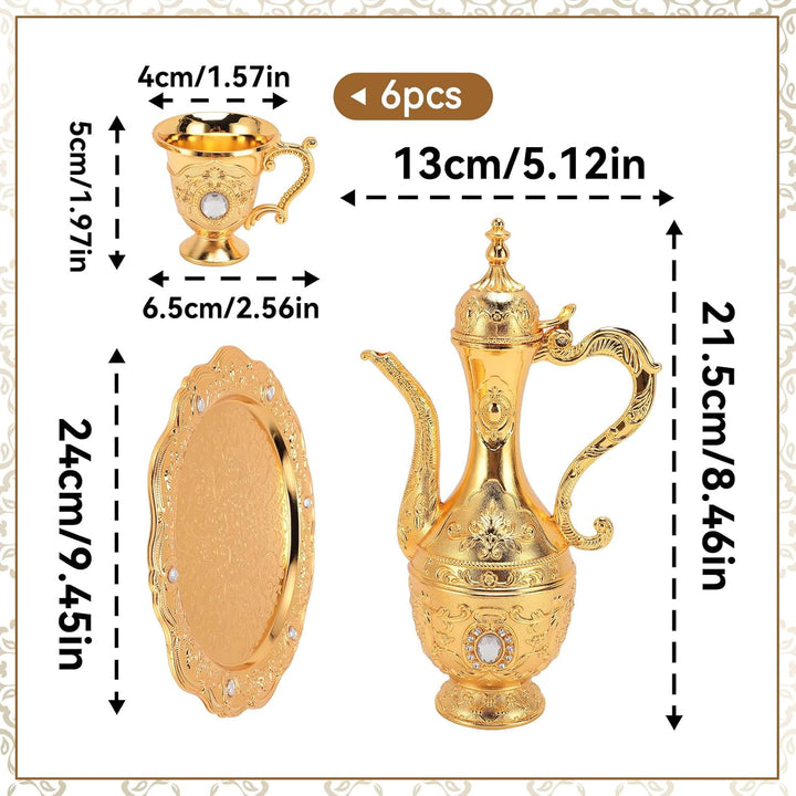 Türkisches Teeservice Mit Teekanne Und Tablett, Vintage-Kaffeetassen-Set, Türkisches Kaffee-Set, Met