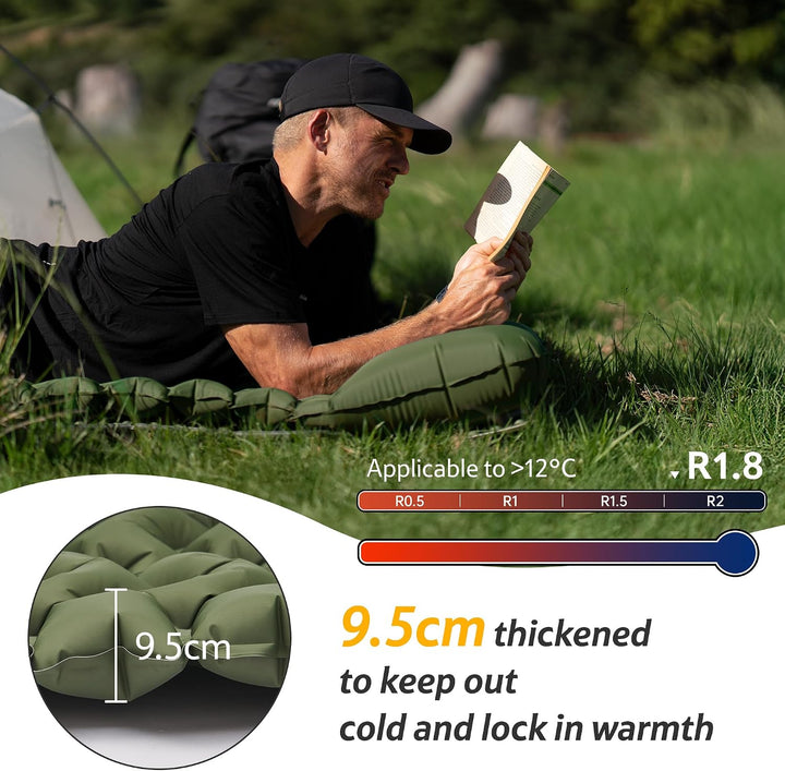 Naturehike Isomatte Camping, Ultraleicht Camping Luftmatratze mit Fusspumpe, Integrierte Luftpumpe i