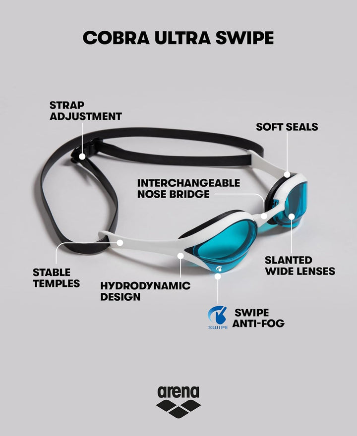 ARENA Herren Cobra Ultra Swipe Brillen (1er Pack) Smoke-Army-Black Einheitsgrösse Bundle mit Schwimm