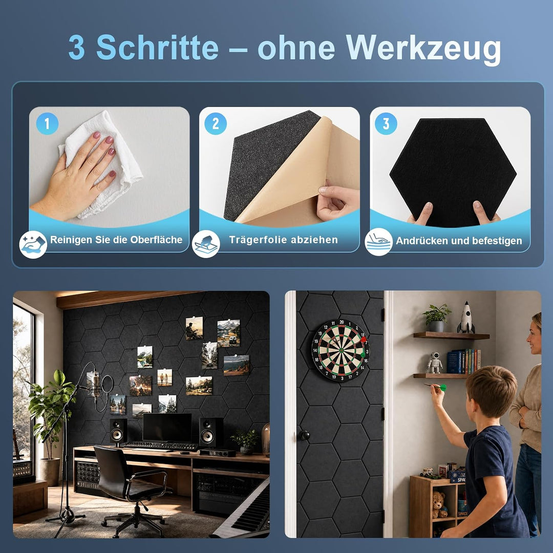 Akustikpaneele Selbstklebend für Wänd - Schallschutz Filz wandpaneele - schaumstoff akustikplatten z