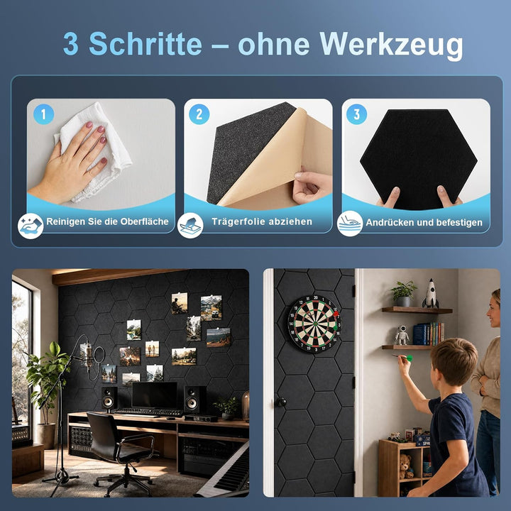 Akustikpaneele Selbstklebend für Wänd - Schallschutz Filz wandpaneele - schaumstoff akustikplatten z