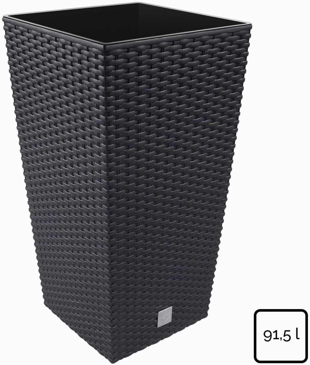 Pflanzgefäss L mit Innenverkleidung, Rattan, 75 cm hoch, anthrazit