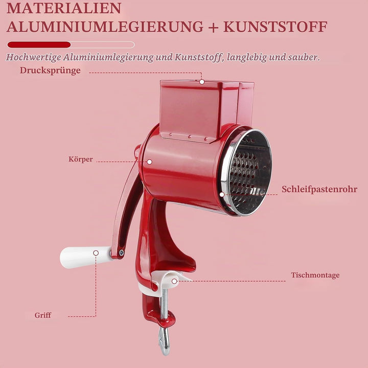Manuelle Nussmühle mit 2 abnehmbaren Trommelblättern, Edelstahl Schnelles Schneiden Gemüsehobel, Man
